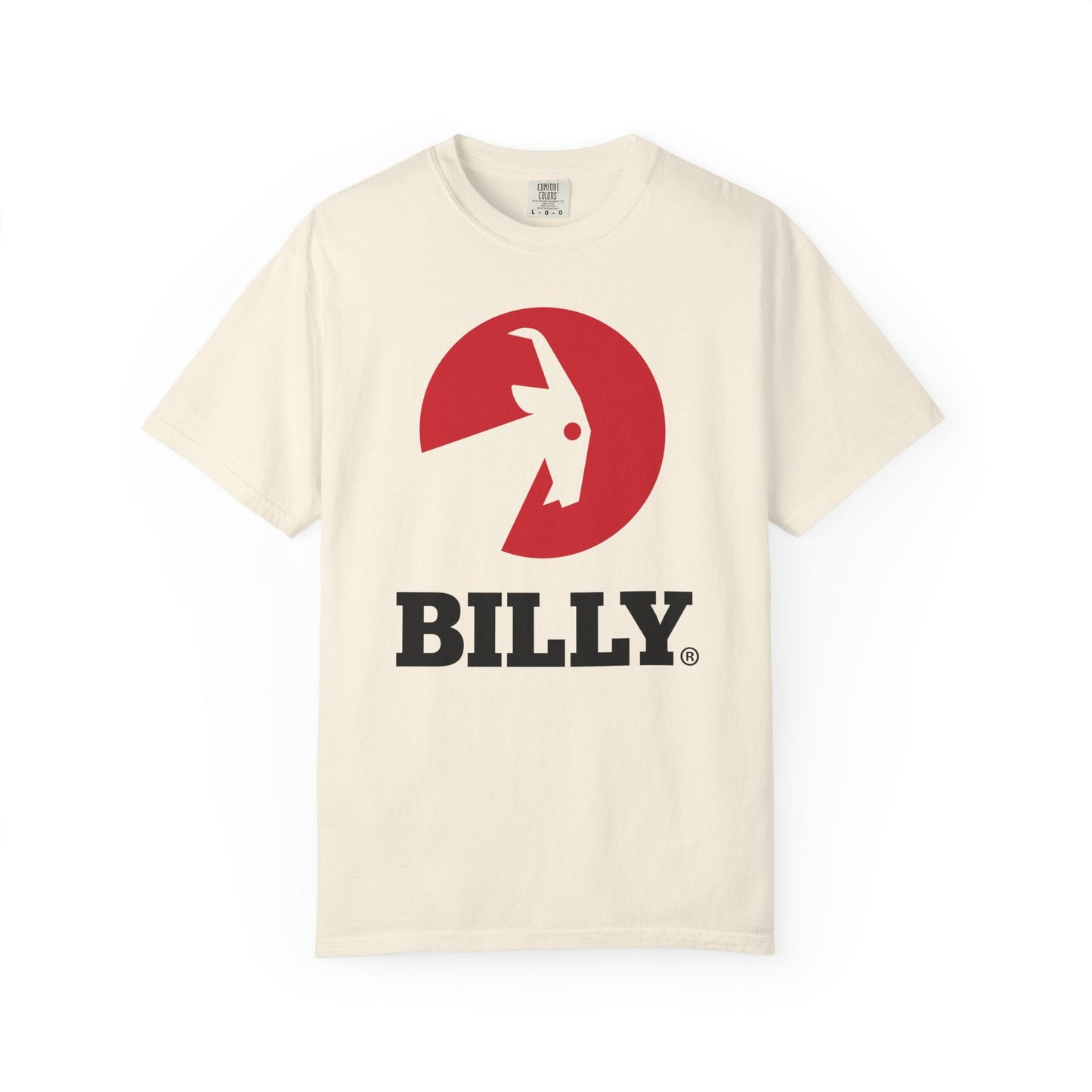 BILLY Unisex Garment-Dyed Tişört (Siyah/Kırmızı Vertical Logo)