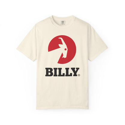 BILLY Unisex Garment-Dyed Tişört (Siyah/Kırmızı Vertical Logo)