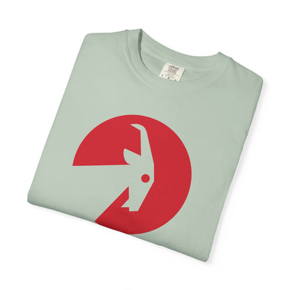 BILLY Unisex Garment-Dyed Tişört (Siyah/Kırmızı Vertical Logo)