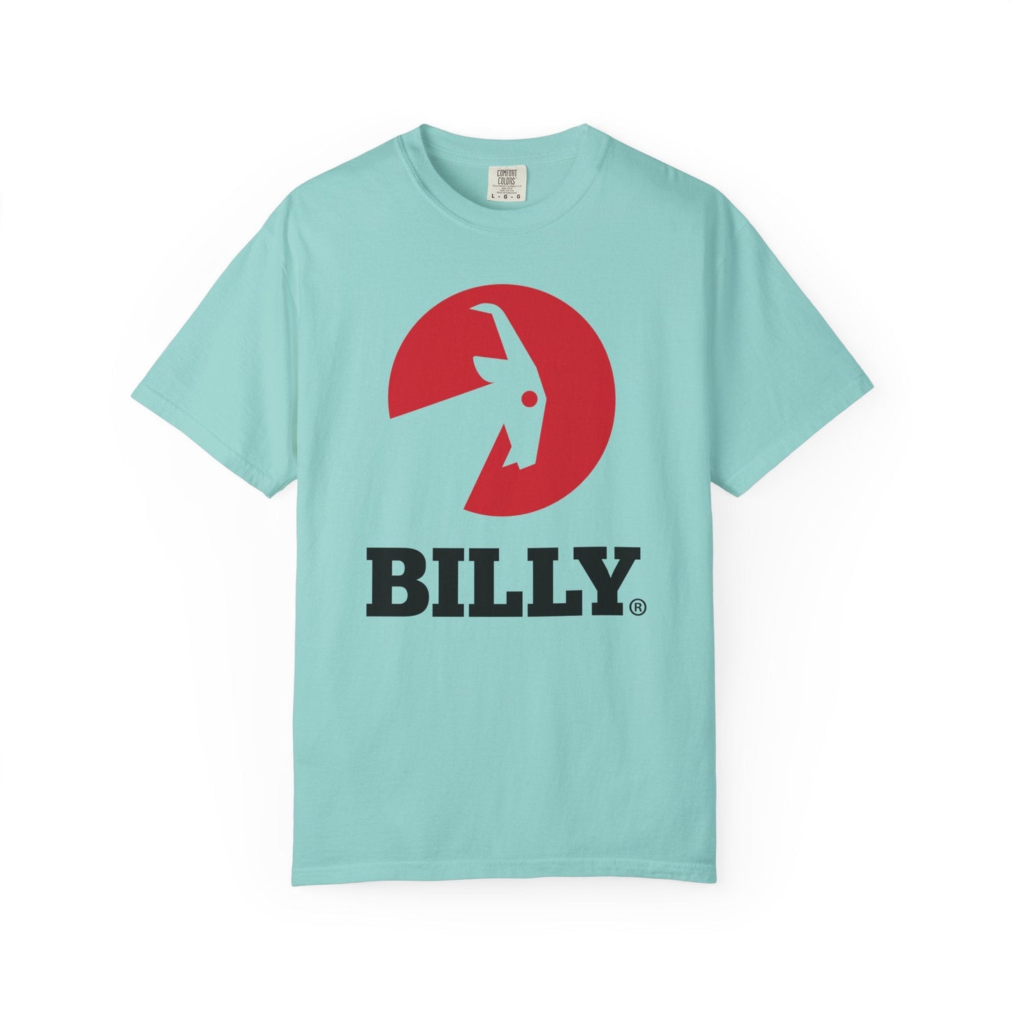 BILLY Unisex Garment-Dyed Tişört (Siyah/Kırmızı Vertical Logo)