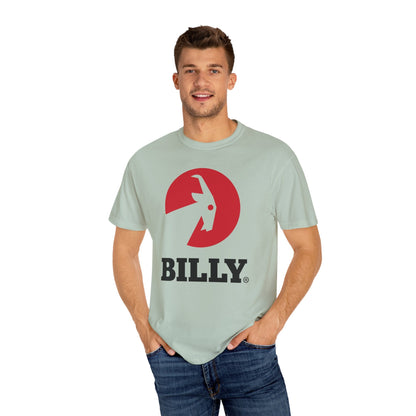 BILLY Unisex Garment-Dyed Tişört (Siyah/Kırmızı Vertical Logo)