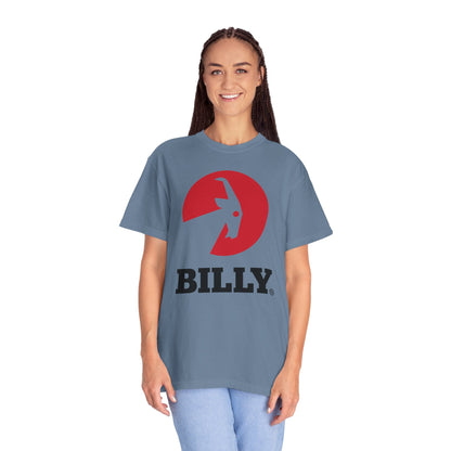 BILLY Unisex Garment-Dyed Tişört (Siyah/Kırmızı Vertical Logo)