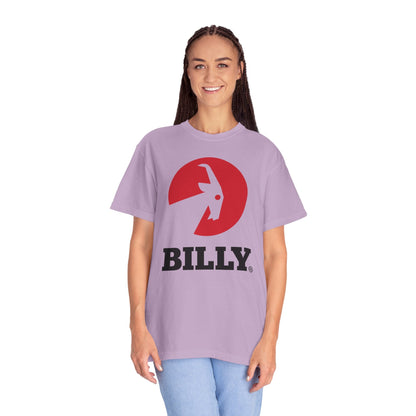 BILLY Unisex Garment-Dyed Tişört (Siyah/Kırmızı Vertical Logo)