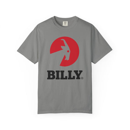 BILLY Unisex Garment-Dyed Tişört (Siyah/Kırmızı Vertical Logo)