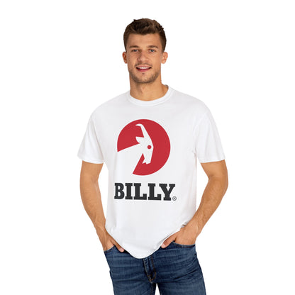 BILLY Unisex Garment-Dyed Tişört (Siyah/Kırmızı Vertical Logo)