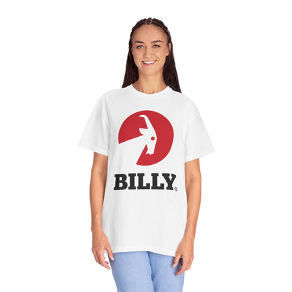 BILLY Unisex Garment-Dyed Tişört (Siyah/Kırmızı Vertical Logo)