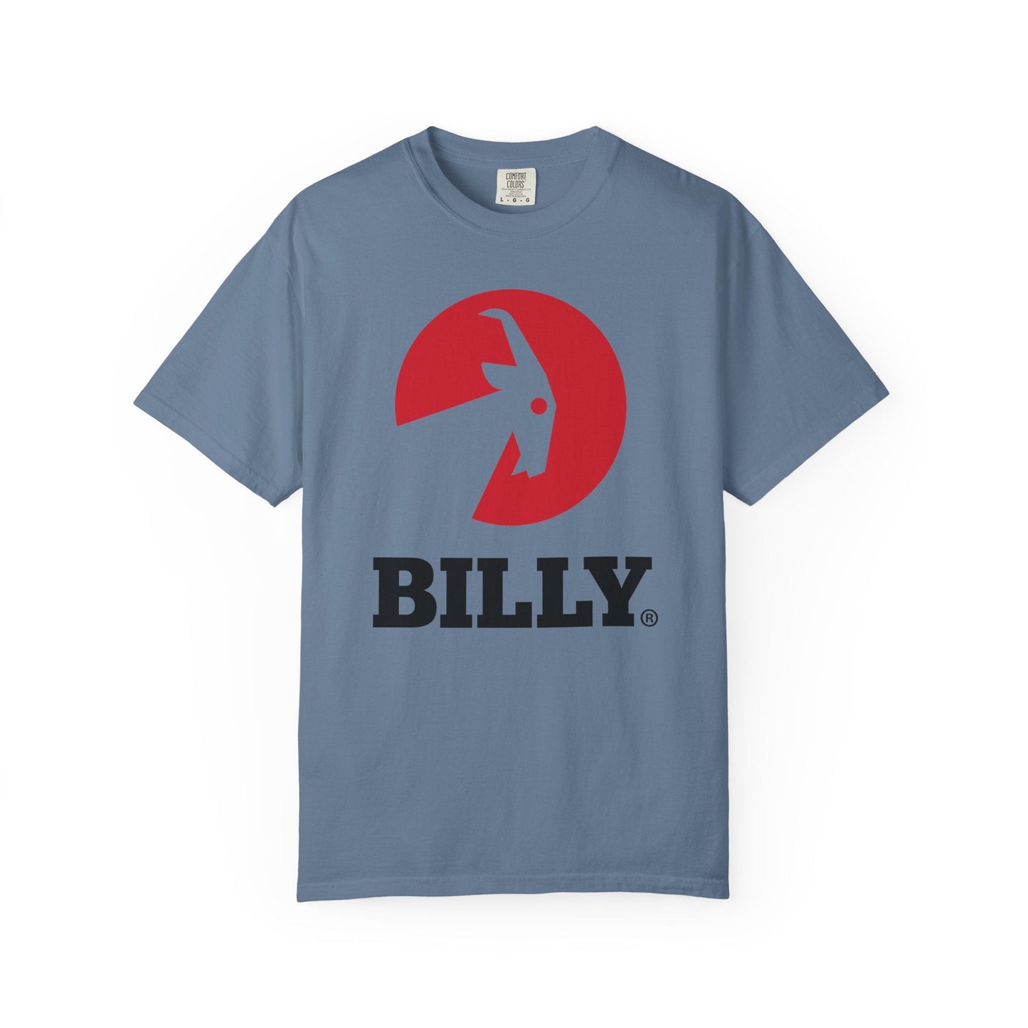 BILLY Unisex Garment-Dyed Tişört (Siyah/Kırmızı Vertical Logo)